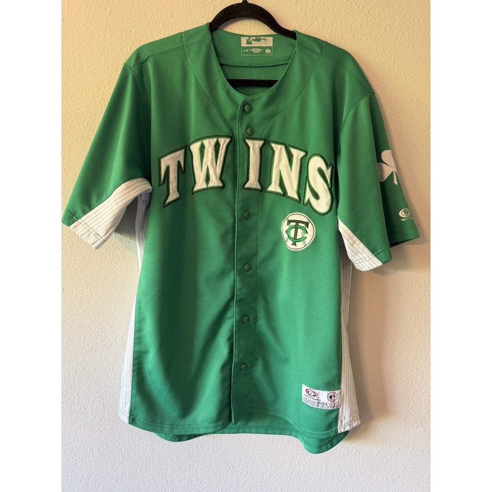 RARE Green Minnesota Twins MLB Baseball True Fan Jersey Men's Size Large